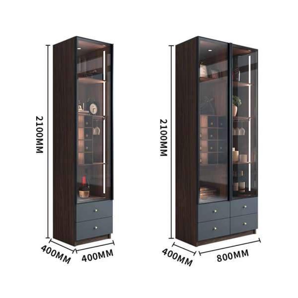 Mẫu tủ rượu cánh nhôm kính dạng mở 1-2 cánh TU04